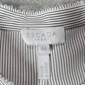 Escada Sport Top Womens 44 XL White Striped Heart Cut Out Tunic Blouse Feminine